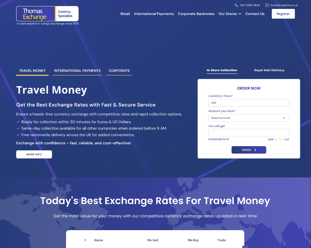 Thomas Exchange – Currency Exchange Platform Redesign